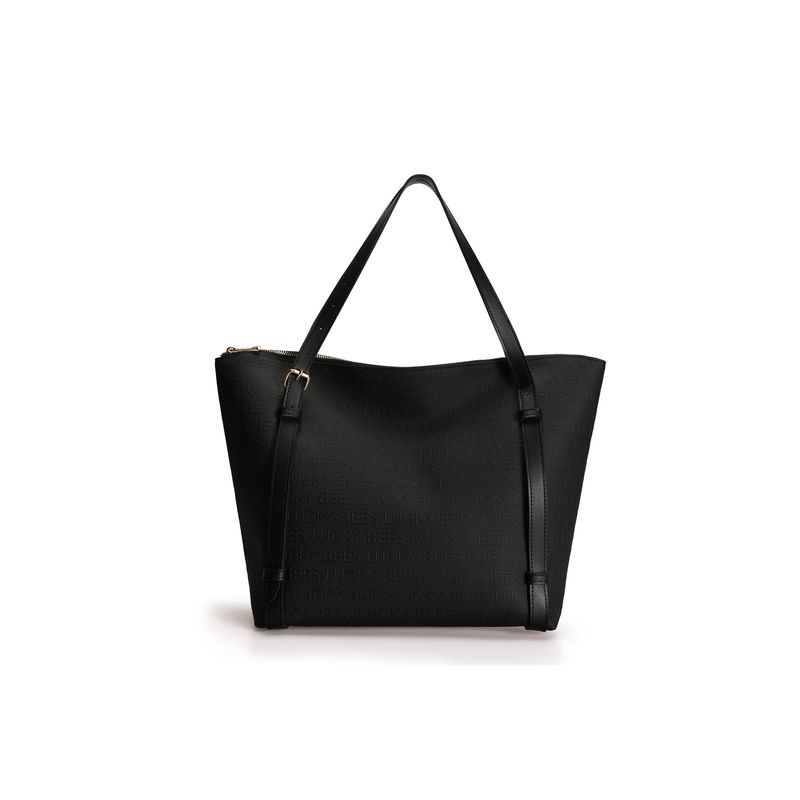 Fashion, accesorii si bijuterii - Femei - Accesorii femei - Genti si rucsacuri femei - Geanta tote, Lucky Bees, piele sintetica, negru, 36x12x33 cm - Infinity.ro