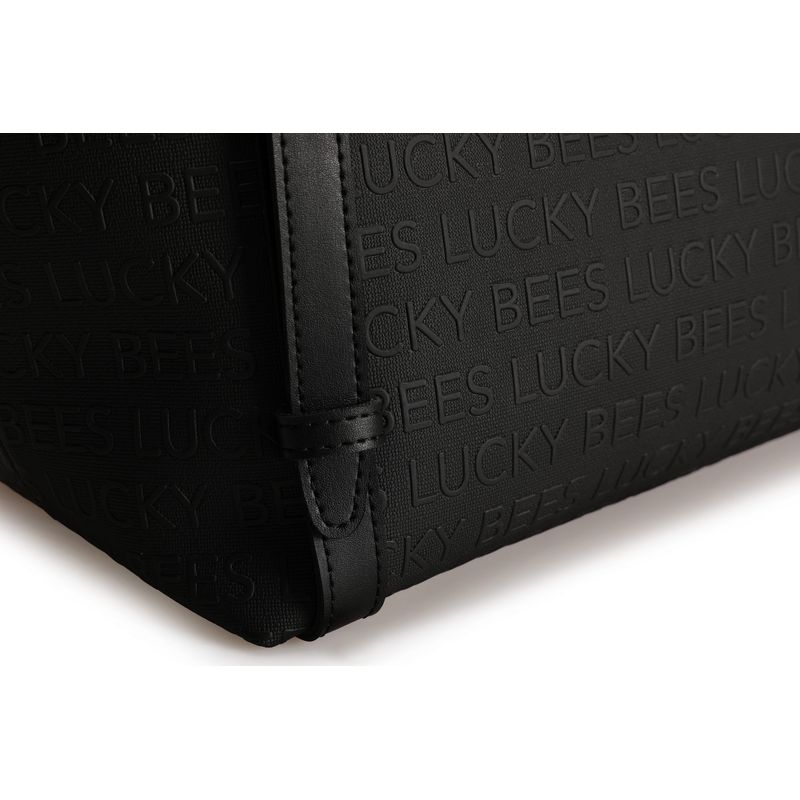 Fashion, accesorii si bijuterii - Femei - Accesorii femei - Genti si rucsacuri femei - Geanta tote, Lucky Bees, piele sintetica, negru, 36x12x33 cm - Infinity.ro