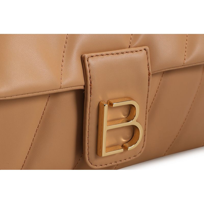 Fashion, accesorii si bijuterii - Femei - Accesorii femei - Genti si rucsacuri femei - Geanta de umar, Lucky Bees, piele sintetica, camel, 31x10x19 cm - Infinity.ro