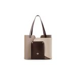 Fashion, accesorii si bijuterii - Femei - Accesorii femei - Genti si rucsacuri femei - Geanta tote, Lucky Bees, piele polivinilica, mink si crem, 30x12x26 cm - Infinity.ro