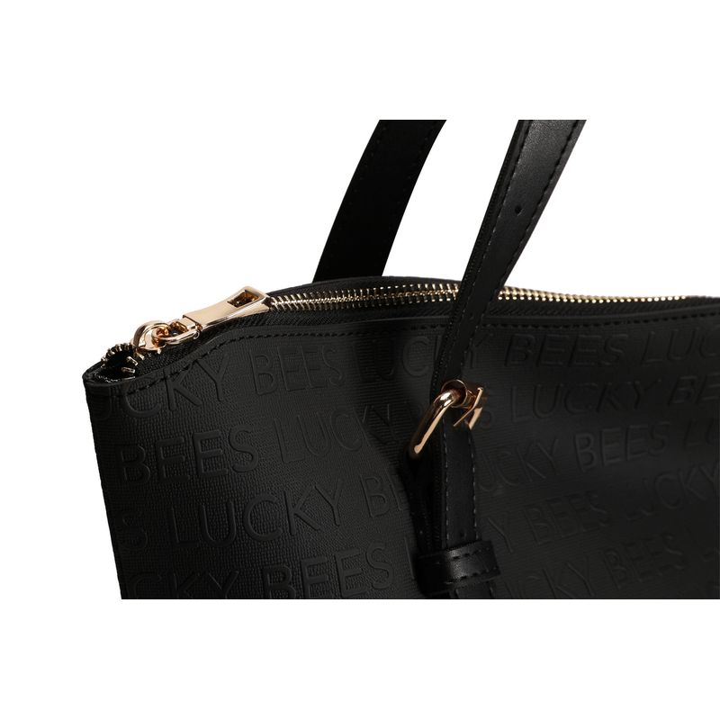 Fashion, accesorii si bijuterii - Femei - Accesorii femei - Genti si rucsacuri femei - Geanta tote, Lucky Bees, piele sintetica, negru, 36x12x33 cm - Infinity.ro