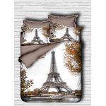 Casa si Gradina - Textile si covoare - Lenjerii de pat - Seturi de lenjerie - Set lenjerie de pat single, L'essentiel Maison, maro alb, 160x220 cm, microsatin poliester, bumbac, imprimeu 3d - Infinity.ro