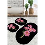 Casa si Gradina - Textile si covoare - Covoare - Covorase baie - Set covorase de baie, L'essentiel Maison, negru roz verde, 60x100 cm si 50x60 cm, 100% poliester, antiderapant, 359CHL4938 - Infinity.ro
