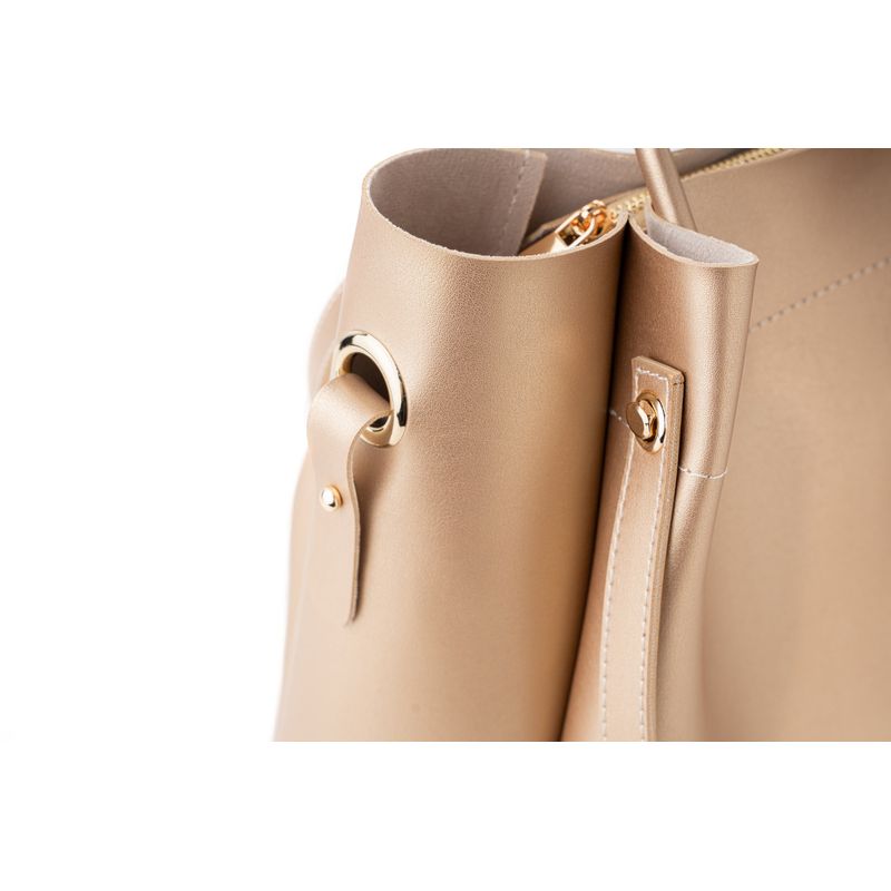 Fashion, accesorii si bijuterii - Femei - Accesorii femei - Genti si rucsacuri femei - Geanta de umar, Lucky Bees, dama, auriu, 36x12x33 cm, piele ecologica - Infinity.ro