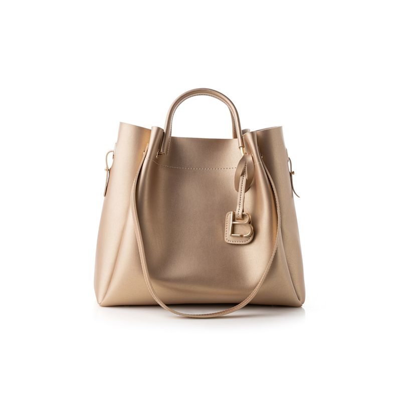 Fashion, accesorii si bijuterii - Femei - Accesorii femei - Genti si rucsacuri femei - Geanta de umar, Lucky Bees, dama, auriu, 36x12x33 cm, piele ecologica - Infinity.ro