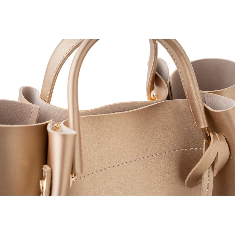 Fashion, accesorii si bijuterii - Femei - Accesorii femei - Genti si rucsacuri femei - Geanta de umar, Lucky Bees, dama, auriu, 36x12x33 cm, piele ecologica - Infinity.ro