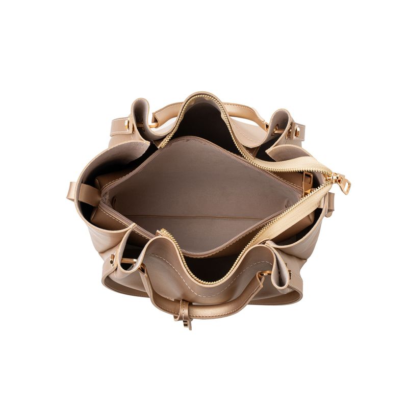 Fashion, accesorii si bijuterii - Femei - Accesorii femei - Genti si rucsacuri femei - Geanta de umar, Lucky Bees, dama, auriu, 36x12x33 cm, piele ecologica - Infinity.ro