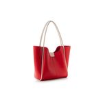 Fashion, accesorii si bijuterii - Femei - Accesorii femei - Genti si rucsacuri femei - Geanta tote, Lucky Bees, piele polivinilica, rosu crem, 30x9x29 cm - Infinity.ro