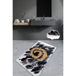 Casa si Gradina - Textile si covoare - Covoare - Covorase baie - Covoras de baie, L'essentiel Maison, alb-negru-auriu, 70x120 cm, 100% poliester, antiderapant - Infinity.ro