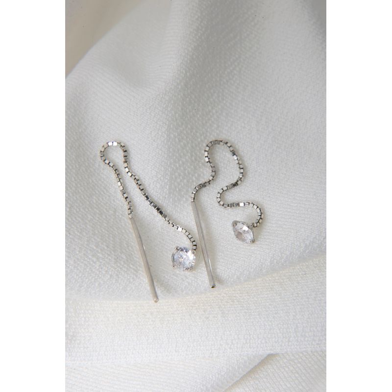 Fashion, accesorii si bijuterii - Femei - Bijuterii femei - Cercei femei - Cercei, Heliophilia, argint 925, argintiu, lungime lant 3 cm, diametru 6 mm, design threader - Infinity.ro