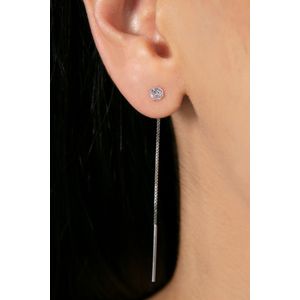 Cercei, Heliophilia, argint 925, argintiu, lungime lant 3 cm, diametru 6 mm, design threader