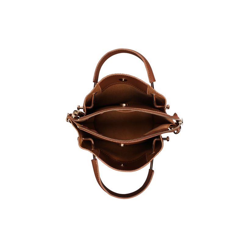 Fashion, accesorii si bijuterii - Femei - Accesorii femei - Genti si rucsacuri femei - Geanta crossbody, Lucky Bees, piele polivinilica, cafeniu, 20x11x21 cm - Infinity.ro