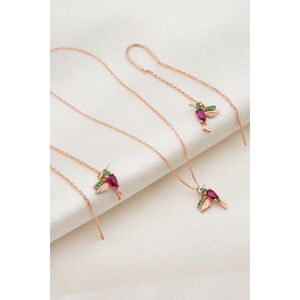 Set colier si cercei, Heliophilia, argint 925, trandafir, anti-alergic