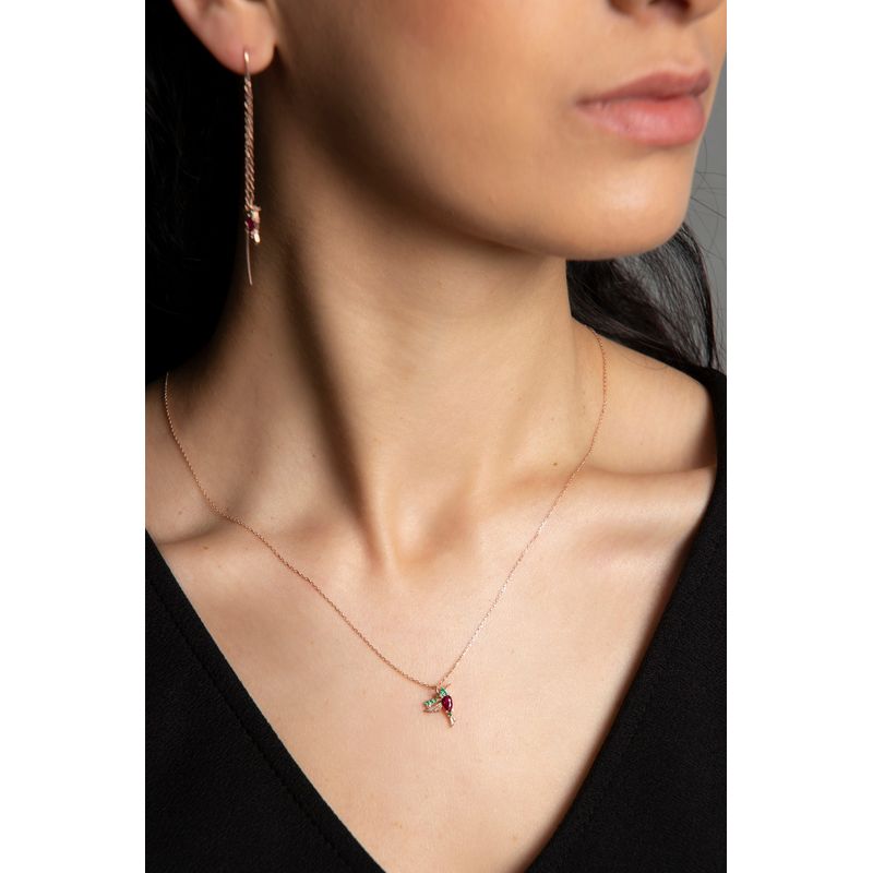 Fashion, accesorii si bijuterii - Femei - Bijuterii femei - Cercei femei - Set colier si cercei, Heliophilia, argint 925, trandafir, anti-alergic - Infinity.ro