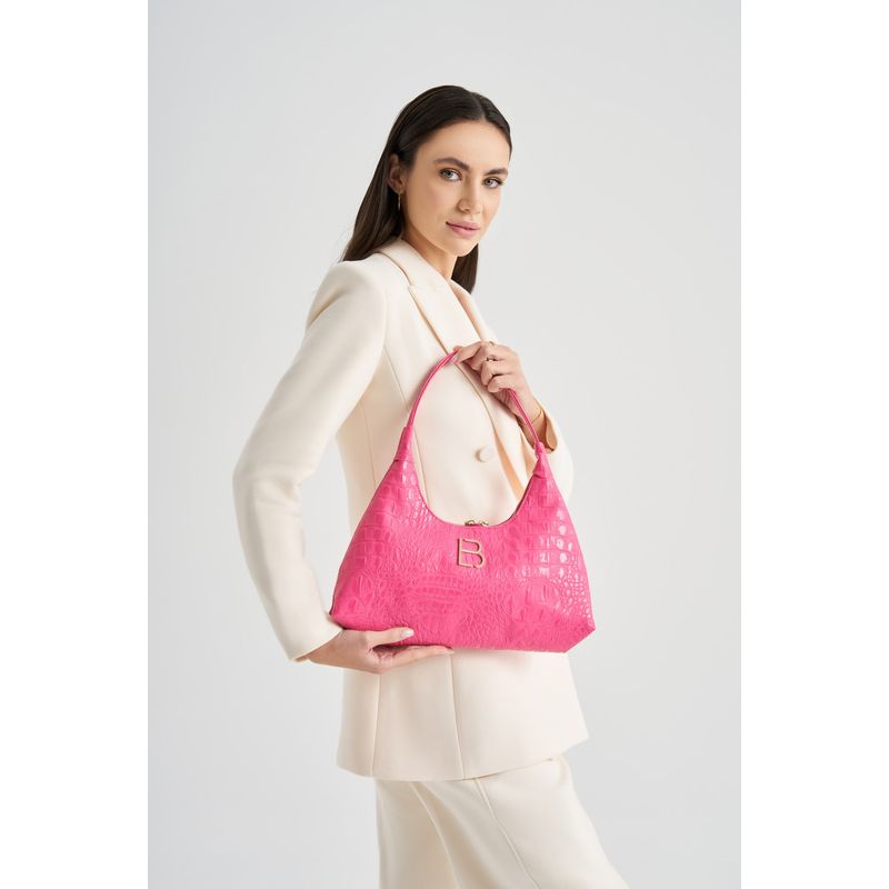 Fashion, accesorii si bijuterii - Femei - Accesorii femei - Genti si rucsacuri femei - Geanta de umar, Lucky Bees, dama, fucsia, 37x6x20 cm, piele ecologica - Infinity.ro