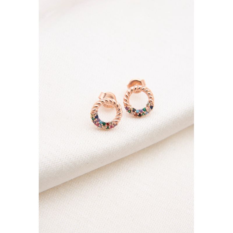 Fashion, accesorii si bijuterii - Femei - Bijuterii femei - Cercei femei - Cercei stud, Heliophilia, femei, argint 925, rose gold, diametru 9.6 mm, antialergic - Infinity.ro