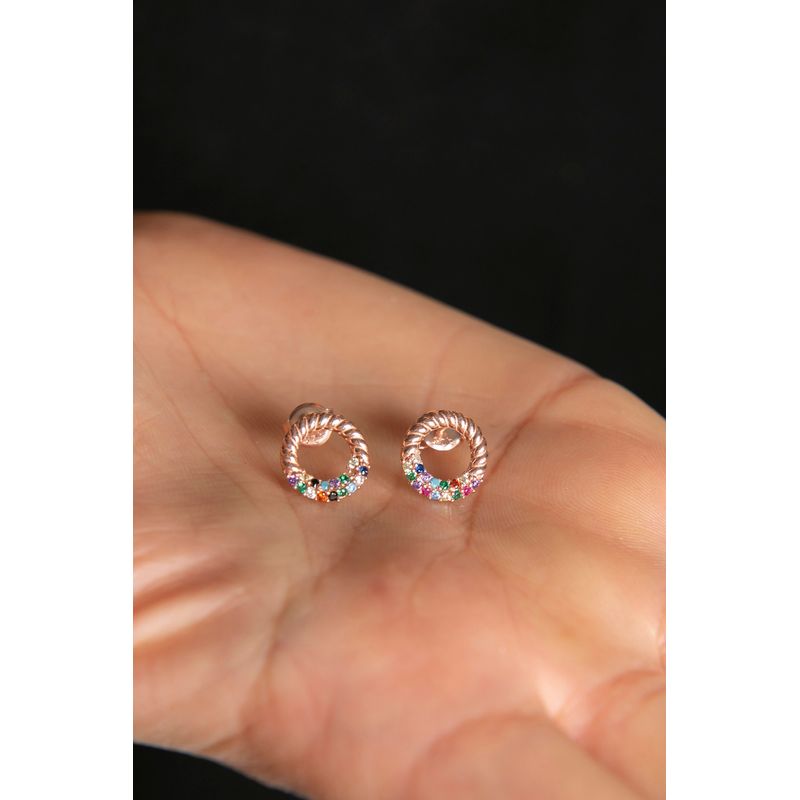 Fashion, accesorii si bijuterii - Femei - Bijuterii femei - Cercei femei - Cercei stud, Heliophilia, femei, argint 925, rose gold, diametru 9.6 mm, antialergic - Infinity.ro