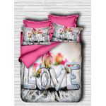 Casa si Gradina - Textile si covoare - Lenjerii de pat - Seturi de lenjerie - Set lenjerie pat single, L'essentiel Maison, alb roz negru, 160x220 cm, microsatina poliester si bumbac - Infinity.ro