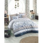 Casa si Gradina - Textile si covoare - Lenjerii de pat - Seturi de lenjerie - Set lenjerie de pat, L'essentiel Maison, albastru alb bej, 200x220 cm, 100% bumbac ranforce - Infinity.ro
