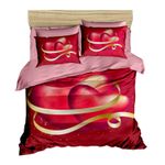 Casa si Gradina - Textile si covoare - Lenjerii de pat - Seturi de lenjerie - Set lenjerie de pat dublu, L'essentiel Maison, rosu roz auriu, 200x220 cm, microsatin poliester si bumbac, imprimare 3d - Infinity.ro