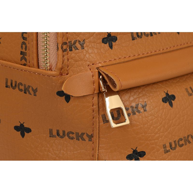 Fashion, accesorii si bijuterii - Femei - Accesorii femei - Genti si rucsacuri femei - Rucsac, Lucky Bees, dama, cafeniu, 24x14x26 cm, piele sintetica - Infinity.ro