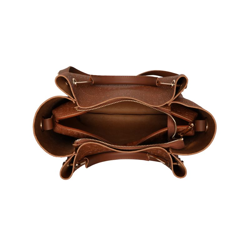 Fashion, accesorii si bijuterii - Femei - Accesorii femei - Genti si rucsacuri femei - Geanta de umar, Lucky Bees, piele sintetica, cafeniu, 36x12x33 cm - Infinity.ro