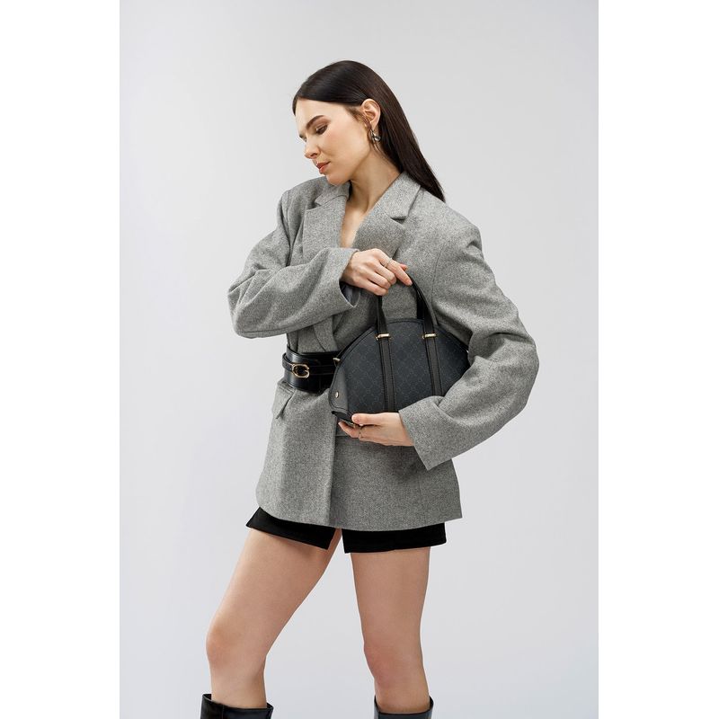 Fashion, accesorii si bijuterii - Femei - Accesorii femei - Genti si rucsacuri femei - Geanta de mana, Lucky Bees, piele polivinilica, negru si gri, 27x10x20 cm - Infinity.ro