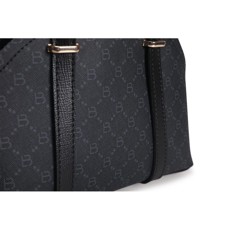 Fashion, accesorii si bijuterii - Femei - Accesorii femei - Genti si rucsacuri femei - Geanta de mana, Lucky Bees, piele polivinilica, negru si gri, 27x10x20 cm - Infinity.ro