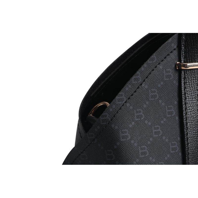 Fashion, accesorii si bijuterii - Femei - Accesorii femei - Genti si rucsacuri femei - Geanta de mana, Lucky Bees, piele polivinilica, negru si gri, 27x10x20 cm - Infinity.ro