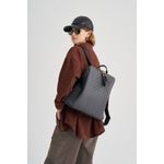 Fashion, accesorii si bijuterii - Femei - Accesorii femei - Genti si rucsacuri femei - Rucsac, Lucky Bees, dama, gri si negru, 34x13x35 cm, piele sintetica - Infinity.ro