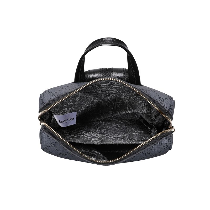 Fashion, accesorii si bijuterii - Femei - Accesorii femei - Genti si rucsacuri femei - Rucsac, Lucky Bees, dama, gri si negru, 34x13x35 cm, piele sintetica - Infinity.ro