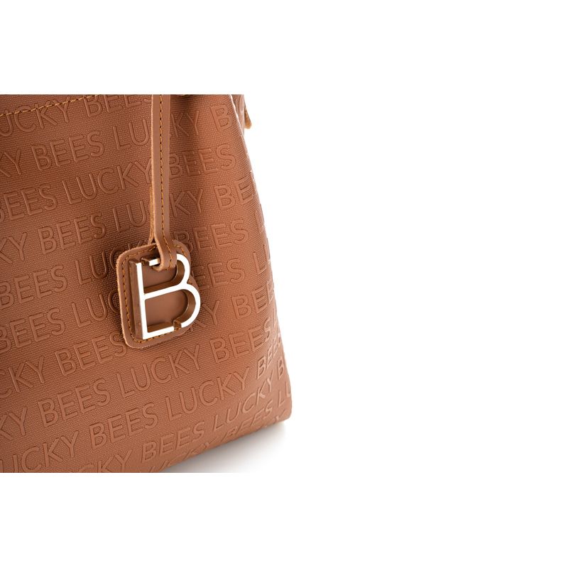 Fashion, accesorii si bijuterii - Femei - Accesorii femei - Genti si rucsacuri femei - Geanta de umar, Lucky Bees, piele sintetica, cafeniu, 36x12x33 cm - Infinity.ro