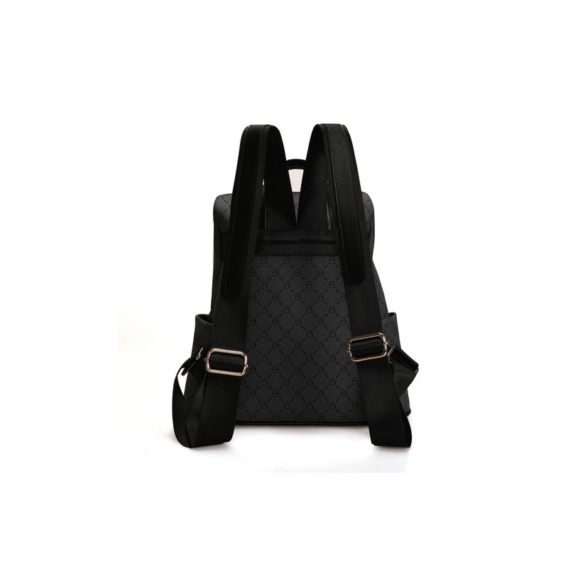 Fashion, accesorii si bijuterii - Femei - Accesorii femei - Genti si rucsacuri femei - Rucsac, Lucky Bees, dama, gri si negru, 34x13x35 cm, piele sintetica - Infinity.ro