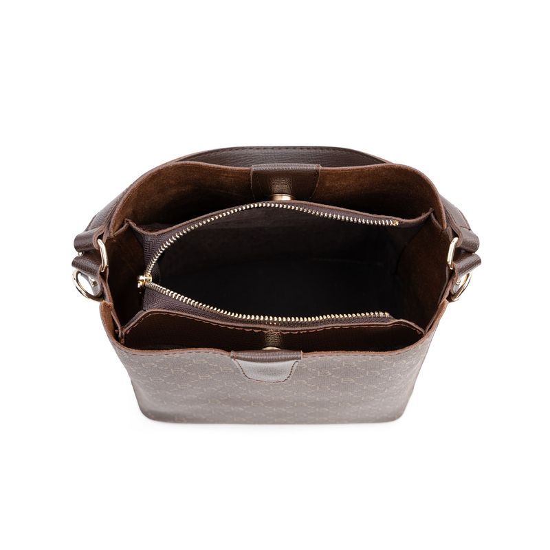 Fashion, accesorii si bijuterii - Femei - Accesorii femei - Genti si rucsacuri femei - Geanta tip bucket, Lucky Bees, dama, maro, 21x14x21 cm, piele sintetica - Infinity.ro