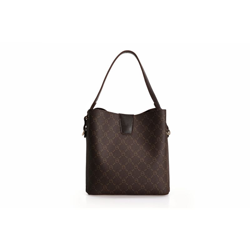 Fashion, accesorii si bijuterii - Femei - Accesorii femei - Genti si rucsacuri femei - Geanta tip bucket, Lucky Bees, dama, maro, 21x14x21 cm, piele sintetica - Infinity.ro