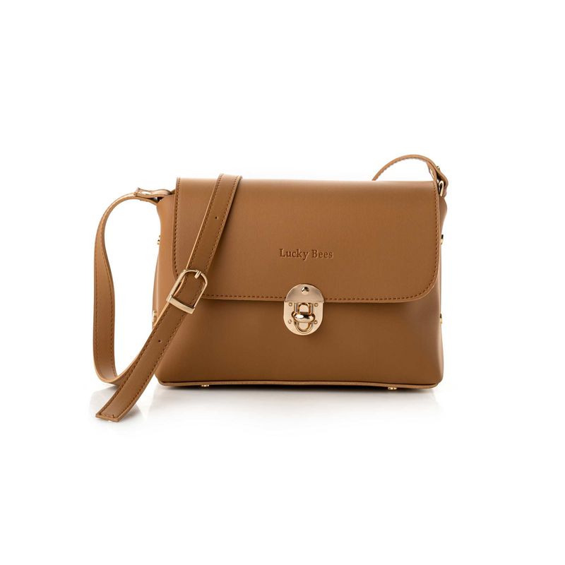 Fashion, accesorii si bijuterii - Femei - Accesorii femei - Genti si rucsacuri femei - Geanta crossbody, Lucky Bees, dama, mustar, 25x9x17 cm, piele polivinilica - Infinity.ro