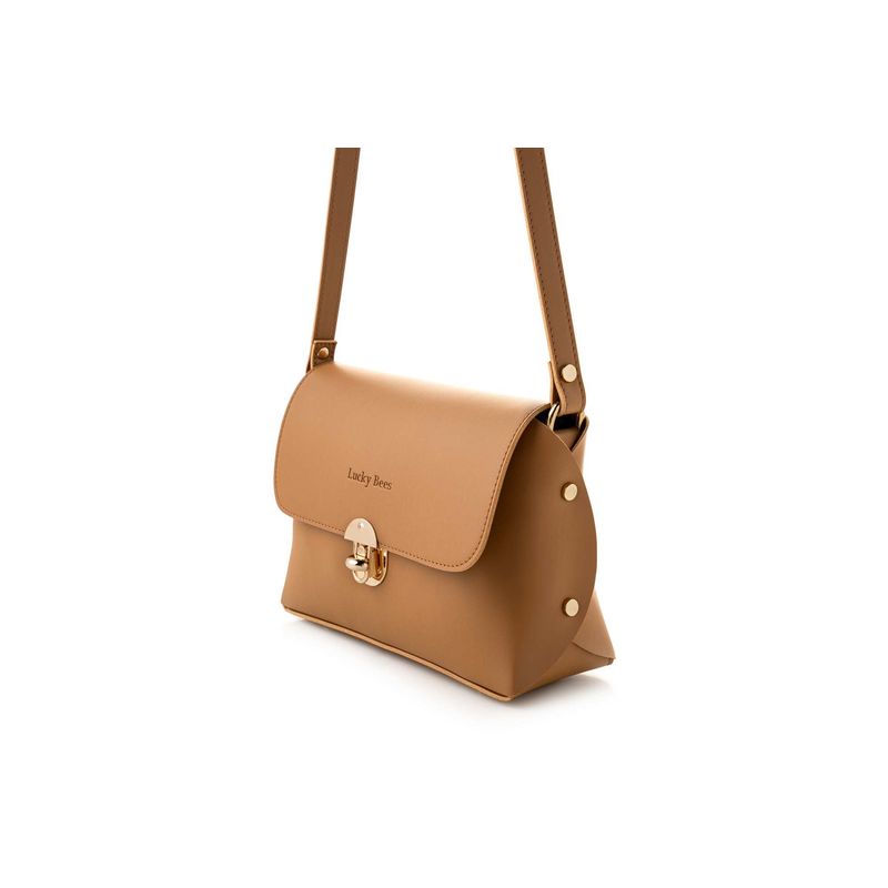 Fashion, accesorii si bijuterii - Femei - Accesorii femei - Genti si rucsacuri femei - Geanta crossbody, Lucky Bees, dama, mustar, 25x9x17 cm, piele polivinilica - Infinity.ro