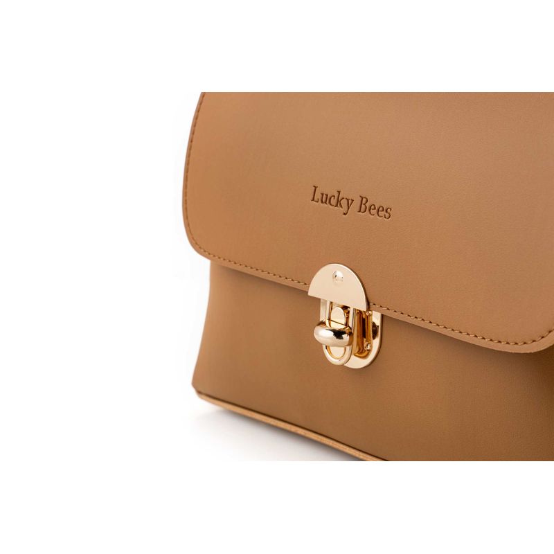 Fashion, accesorii si bijuterii - Femei - Accesorii femei - Genti si rucsacuri femei - Geanta crossbody, Lucky Bees, dama, mustar, 25x9x17 cm, piele polivinilica - Infinity.ro