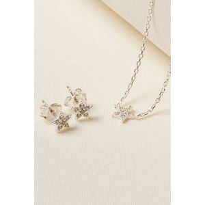 Set colier si cercei, Heliophilia, argint 925, argintiu, lungime colier 40 cm