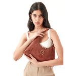 Fashion, accesorii si bijuterii - Femei - Accesorii femei - Genti si rucsacuri femei - Geanta de umar, Lucky Bees, piele ecologica, cafeniu, 37x6x20 cm - Infinity.ro