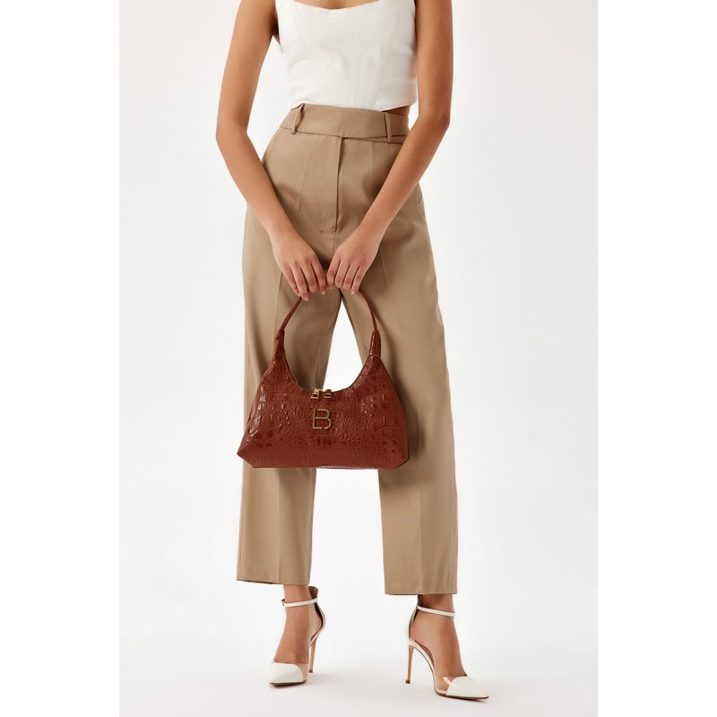 Fashion, accesorii si bijuterii - Femei - Accesorii femei - Genti si rucsacuri femei - Geanta de umar, Lucky Bees, piele ecologica, cafeniu, 37x6x20 cm - Infinity.ro