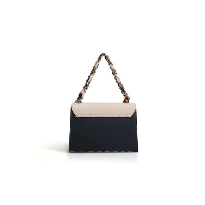 Fashion, accesorii si bijuterii - Femei - Accesorii femei - Genti si rucsacuri femei - Geanta crossbody, Lucky Bees, dama, crem si albastru inchis, 23x10x16 cm, piele polivinilica - Infinity.ro