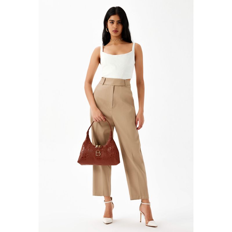 Fashion, accesorii si bijuterii - Femei - Accesorii femei - Genti si rucsacuri femei - Geanta de umar, Lucky Bees, piele ecologica, cafeniu, 37x6x20 cm - Infinity.ro