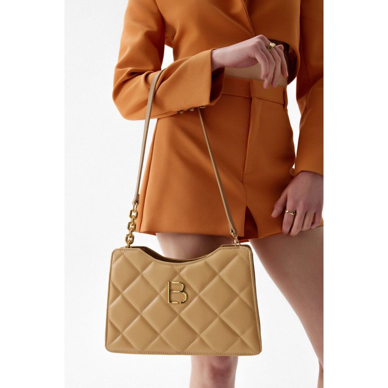 Fashion, accesorii si bijuterii - Femei - Accesorii femei - Genti si rucsacuri femei - Geanta de umar, Lucky Bees, dama, camel, 30x9x18 cm, piele ecologica - Infinity.ro