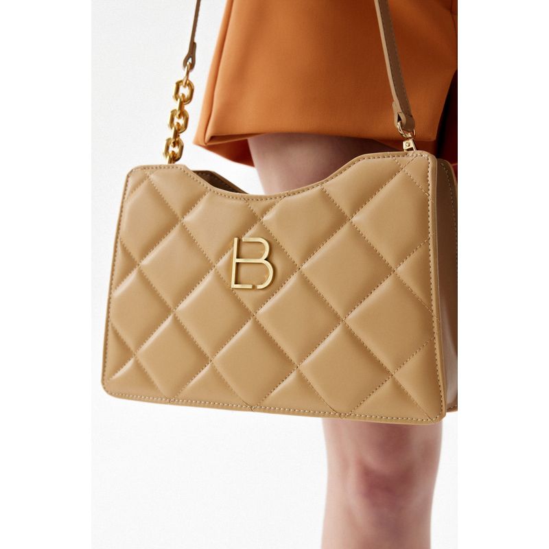 Fashion, accesorii si bijuterii - Femei - Accesorii femei - Genti si rucsacuri femei - Geanta de umar, Lucky Bees, dama, camel, 30x9x18 cm, piele ecologica - Infinity.ro