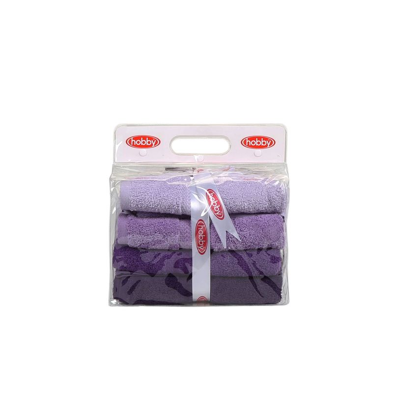 Casa si Gradina - Textile si covoare - Textile baie - Prosoape - Set prosoape de mana, L'essentiel Maison, liliac deschis/liliac/mov/mov inchis, 50x90 cm, 100% bumbac, 4 bucati - Infinity.ro