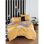 Casa si Gradina - Textile si covoare - Lenjerii de pat - Seturi de lenjerie - Set lenjerie pat dublu, L'essentiel Maison, galben gri negru, 200x220 cm, 100% bumbac ranforce - Infinity.ro