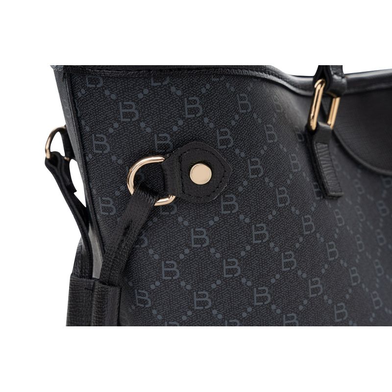 Fashion, accesorii si bijuterii - Femei - Accesorii femei - Genti si rucsacuri femei - Geanta tote, Lucky Bees, dama, negru gri, 37x15x28 cm, piele sintetica - Infinity.ro