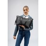 Fashion, accesorii si bijuterii - Femei - Accesorii femei - Genti si rucsacuri femei - Geanta tote, Lucky Bees, dama, negru gri, 37x15x28 cm, piele sintetica - Infinity.ro
