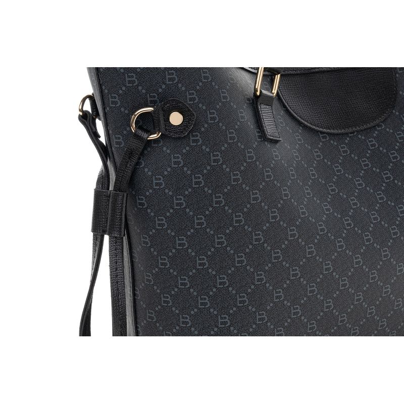 Fashion, accesorii si bijuterii - Femei - Accesorii femei - Genti si rucsacuri femei - Geanta tote, Lucky Bees, dama, negru gri, 37x15x28 cm, piele sintetica - Infinity.ro